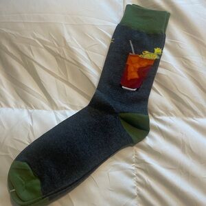 Men's Dark Gray Novelty Socks with Green Trim - Beverage Design